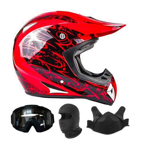 Typhoon Helmets Adult Snocross Snowmobile Helmet & Goggle Breath Box Combo