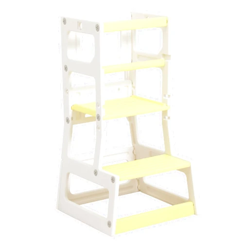GUIDTOP Kids' Adjustable Height Kitchen Step Stool, Safe Learning Platform Tower for Toddlers in Kitchen & Bathroom (Yellow)