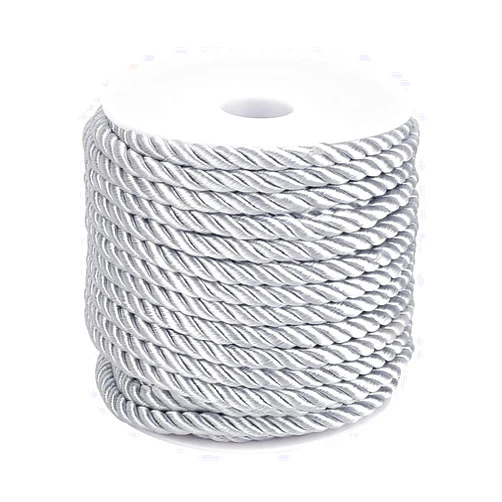 PH PandaHall 8mm Graduation Honor Cords 21 Yards Cord Trim Silver Window Bow Ties Crafts Rope Handfasting Braided Decorative Cord for Lampshade Clothing Handmade Cording