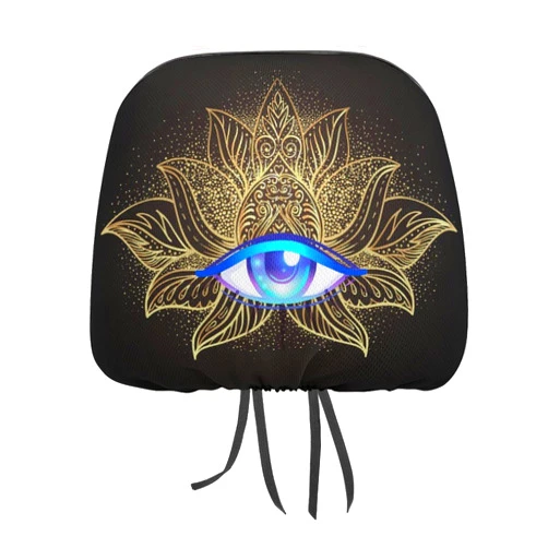 GeRRiT Sacred Geometry Symbol Seeing Eye Car Headrest Cover,Car Seat Head Rest Protective Cover, Universal Truck SUV Van Sedan Car 2 PCS