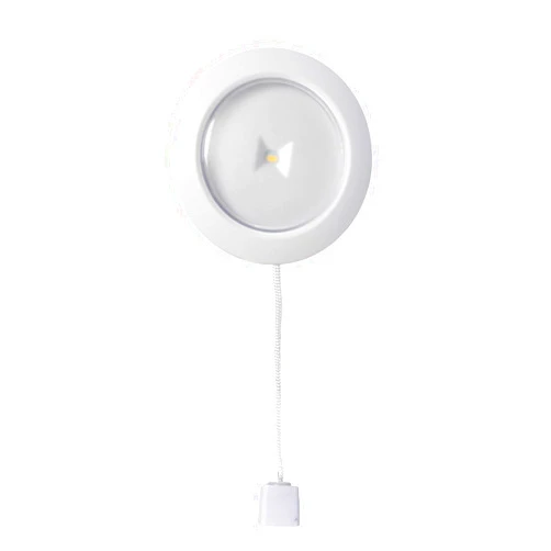 Runwireless Push Lens or Pull String On/Off LED Utility Light with Bright Warm White LED, 25 lumens, Great for Closets, Garage, Bathroom, Cabinets, String 33cm/13, 3 AA (not Included) - UL171