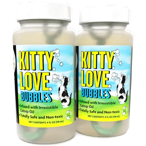 Atomic Bubbles Kitty Love Bubbles: 2 Pack Catnip Scented - 4oz Bottles, Catnip Infused Long Lasting Bubbles for Cats, Non-Toxic & Allergen-Free, Combine Toy & Treat
