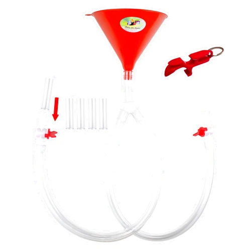 Party Like Sophia Beer Bong Double Header with 5 Foot Option - 2 Extra Long 2.5 feet(30 in) Kink Free Tubes, 5 mouthpieces, 2 nozzles - Shotgun Tool Keychain Bottle Opener - Premium Funnel for Drinking Games, Party