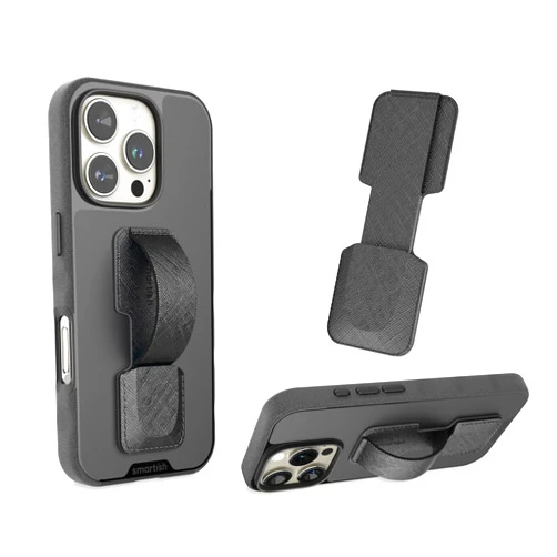 Smartish Phone Grip Loop - Prop Tart - Pop Out Finger Strap and Holder with Kickstand [Compatible with All iPhone & Android Phones] Stick On Phone Ring for All Phone Models - Black Tie Affair
