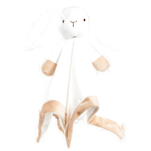 Apricot Lamb Baby Unisex White Bunny Rabbit Security Blanket Buddy Nursery Bed Blankets Stuffed Plush Cuddle Newborn Blanket (White Bunny, 14 Inches)