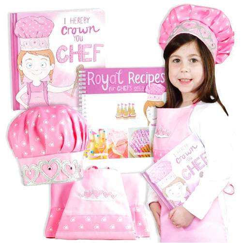 Tickle & Main I Hereby Crown You - Chef Princess Chef Gift Set, Kids Chef Hat and Apron for Girls Age 3-7 Years Old