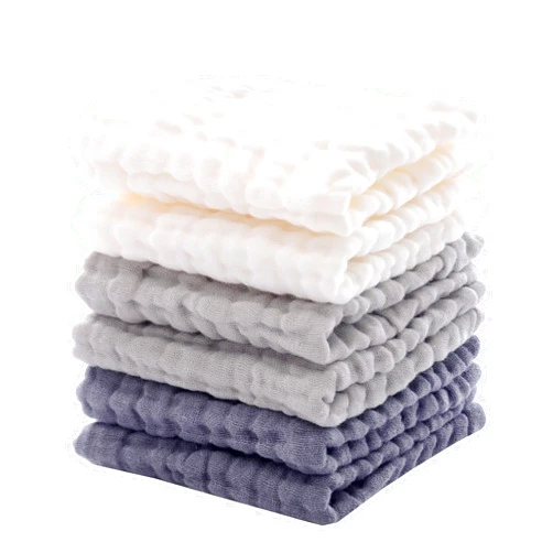 MUKIN Baby Washcloths - Soft Face Cloths for Newborn, Absorbent Bath Face Towels, Baby Wipes, Burp Cloths or Face Towels, Baby Registry as Shower. Pack of 6-12x12 inches (Grey)