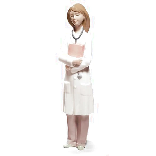 NAO by Lladro Female Doctor Figurine - White - Medical Theme - Porcelain Material - Matte Finish