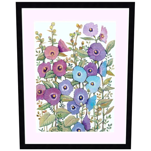 Amanti Art Framed Wall Art Print (17x21) Hollyhocks in Bloom II by Tim O'Toole Framed Poster for Wall Decor, Living Room, Bedroom, Bathroom, Kitchen, Office or Business Artwork from WI, USA