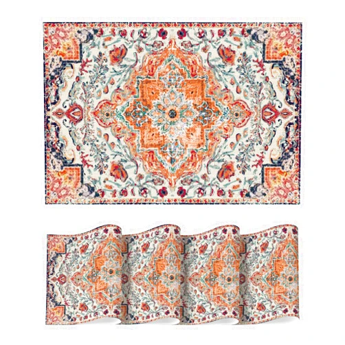 Artoid Mode Boho Vinyl Placemats Set of 4, Wipeable Colorful Printing PVC Table Mats for Party Kitchen Dining Decor, 12x18 Inch
