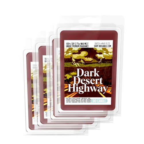 Adorable Size Candle Dark Desert Highway Scented Wax Melts- Smells Like Desert Petrichor - Tumbleweeds - Sand - 100% Naturally Vegan Soy and Premium Fragrance | Great Gift | Handmade in Denver, Colorado (4 Pack Wax Melts)