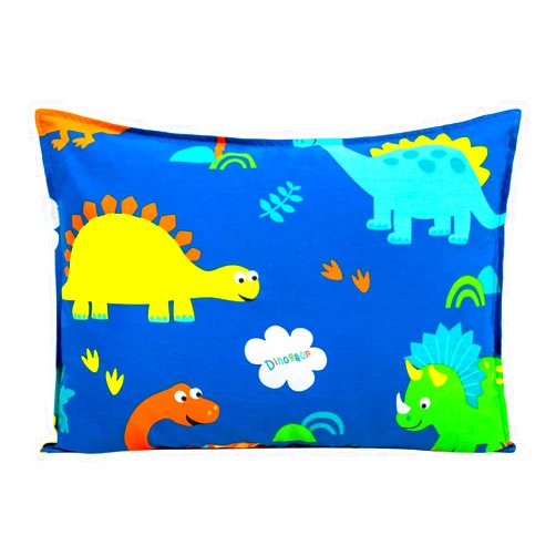 Cottonblue Toddler Pillow with 100% Organic Cotton Pillowcase 14x19, Cottonblue Kids Bedding Pillow for Sleeping, Machine Washable, Boys Pillow and Pillow Cover for Travel, Cot, Bed Set, Blue Dinosaur