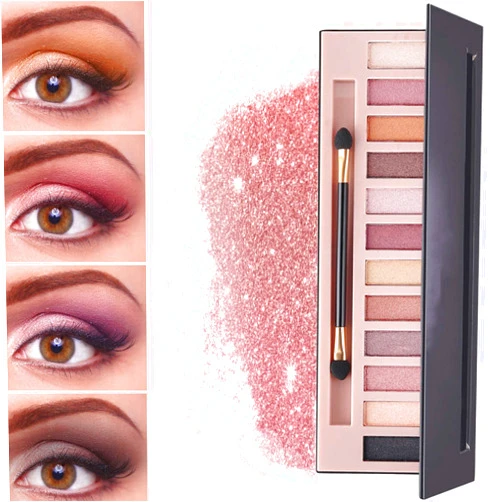 WENJLYJ 12 Color Naked Eyeshadow Palette,Pearly Earth Color Eyeshadow,Natural Shimmer Eyeshadow Palette,Professional Waterproof and Smudge Proof Eye Shadow Palette Kit,Eye Makeup Set for Women（B）