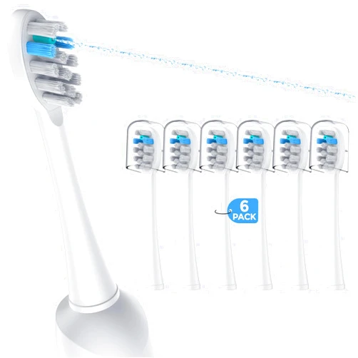 FitMount 6 Pack Toothbrush Replacement Heads Compatible with WaterPik Sonic Fusion 2.0, FitMount Flossing Brush Head Fit for Water-Pic SF-01W SF-02W and 2.0 SF-03 SF-04