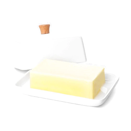 Flexzion Ceramic White European Butter Dish with Lid for Countertop (Large) - Wide 2 Stick Double Butter Holder for Counter, Cream Cheese Container Storage Keeper