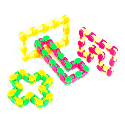 Neliblu Wacky Tracks Snap and Click Fidget Toys for Sensory Kids - ADHD, Autism, Stress Relief Therapy - Keeps Fingers Busy and Minds Focused - Snake Puzzles, Assorted Colors (Pack of 4)