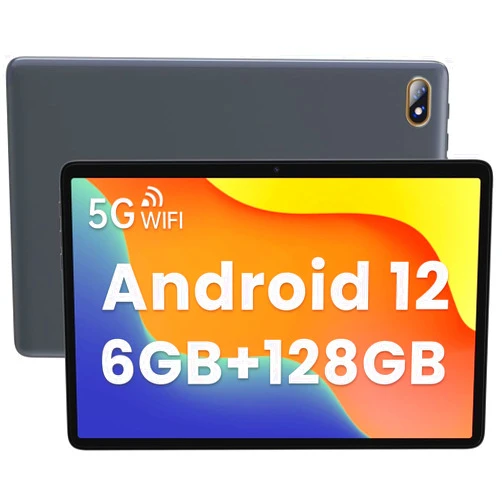kinstone Android 12 Tablet with 128GB ROM+6GB RAM+1TB Extension, 10.1 Inch Tablet with Octa-Core, 1280x800 IPS Screen, Dual Camera, 6000 mAh Battery, 5G WiFi, Bluetooth 5.0