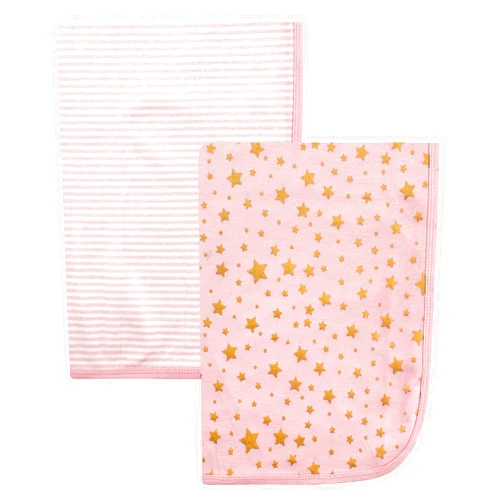 Hudson Baby Unisex Baby Cotton Swaddle Blankets, Gold Star, One Size