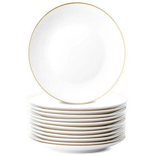 Brew To A Tea BTaT- White Dessert Plates with Gold Rim, Set of 12, 8