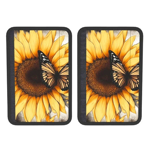 Dwrepo 2 PCS Car Seat Belt Pads Cover Universal Butterfly and Sunflower Seat Belt Shoulder Pad Soft Safety Belt Strap Shoulder Pad Comfortable Neck/Shoulder Protector for Cars/Backpack