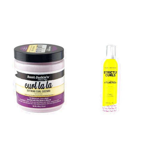 Aunt Jackie's Curl La La Defining Custard 15 Oz & Marc Anthony Strictly Curls Styling Foam 10 Oz Bundle