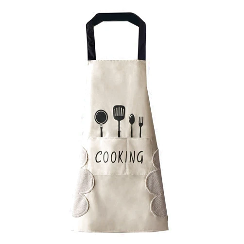 DILLMAN Women Kitchen Apron with Hand Wipe Pockets，Big Pocket,Hand-wiping, Waterproof for Cooking Baking