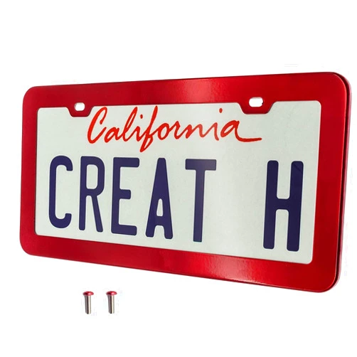 Creathome 201 Stainless Steel License Plate Frames with Shining Red Color