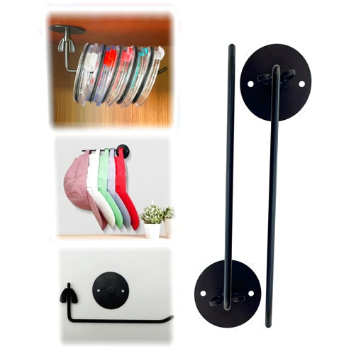 ADDCUP Multifunctional Swivel Hook, Tumbler Lid and Hat Storage Organizer, Tumbler Lid Storage Hook, Hat Hooks for Wall, for Cups, Baseball Caps, Cup Lid Organizers (2 Pcs-Round)