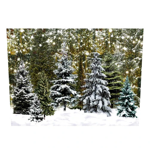 Allenjoy 7X5ft Christmas Winter Snowfield Photography Backdrop Xmas Trees Pine Forest Glitter Wonderland Nature Photo Background Baby Kids Family Festival Party Photo Studio Banner