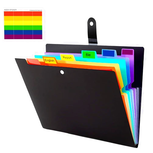 FOME Expanding File Folder with Tabs,FOME 7 Pockets Letter A4 Paper Size Accordion Filing Folder Organizer with Sticker Tabs Plastic Important Document Holder for School Home Office