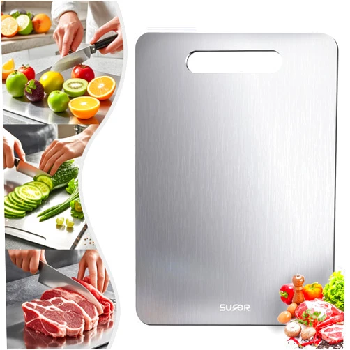 SUFOR New Titanium Cutting Board - 100% Pure Titanium Cutting Boards For Kitche,Easy to clean,Double-sided food-grade Cutting Board For Cutting Meats, Fruits And Vegetables,15 * 11