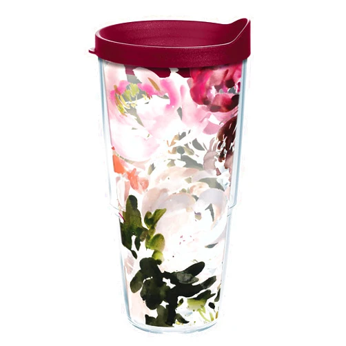 Tervis Kelly Ventura - Floral Collection Made in USA Double Walled Insulated Tumbler Travel Cup Keeps Drinks Cold & Hot, 24oz - Classic, Posy