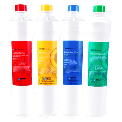 Watts Premier RO Pure 4-Pack Filtration Kit for 4 Stage Pure Plus/Zero Pure Plus Reverse Osmosis System, Push Button Water Filter Replacement, Sediment Filter, Carbon Pre- & Post-Filter, Membrane