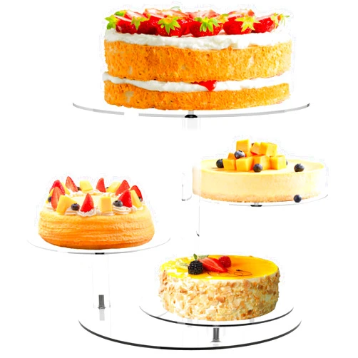 YestBuy Cupcake Stand, Round Cake Stand, 4 Tier Cupcakes and Cakes Comb for 8-12 Inch Cakes, Tiered Cupcake Tree Tower, Clear Dessert Display Stand for Dessert Table Wedding Birthday Party