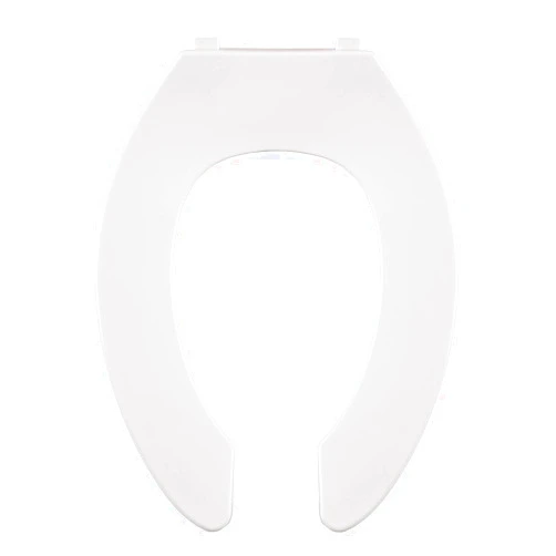 Centoco Elongated Toilet Seat, Open Front No Cover, Commercial, Stainless Steel Hinges, Plastic, Made in the USA, 550STSCC-001, White