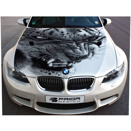 Stikka Vinyl Car Hood Wrap Full Color Graphics Decal Snow Leopard Wild Cat Fang Sticker 33,5