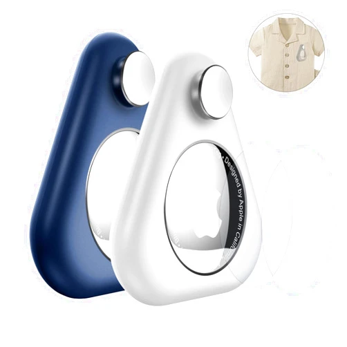 JUCONU Airtag Holder for Kids Hidden,2PCS GPS Tracker Case, Anti-Removal Airtag ABS Case with Pins, Suitable for Children, Elderly, Pets, Backpack, Luggage（White,Navy Blue