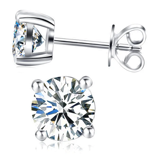 ZYI Moissanite earring studs Dcolor VVS1 clarity lab created diamond earrings Hypoallergenic sterling Silver earrings Plated White Gold Jewelry for Women Men