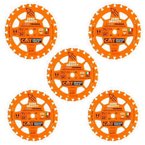 CMT ORANGE TOOLS CMT Orange Tool 250.324.07-X10 FRAMING Zero Gravity 7-1/4”x5/8”, 5 Pack
