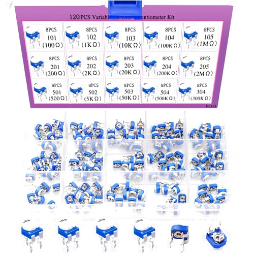 Taiss 15 Values 100-2M Ohm Variable Resistor Potentiometer 6mm Potentiometer Assortment Kit with Transparent Plastic Box