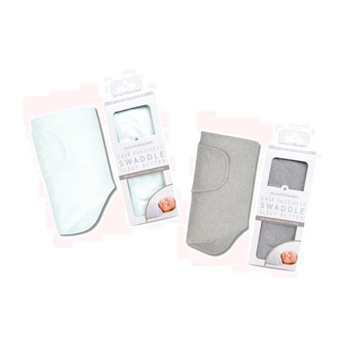Miracle Blanket Swaddle Wrap - Newborn Essential Baby Blanket - Soft Sleep Sack Ideal for Newborns and Infants (Mint and Solid Heather Gray)
