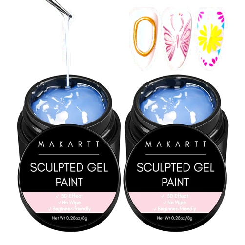 Makartt 3D Painting Gel 2pcs Clear Nail Gel For Nails Art Chrome Nail Powder No Wipe UV Gel for Gel Nail Polish Micro 3D Sculpting Gel For Nail Art 3D Carving Drawing Gel at Home & Salon DIY