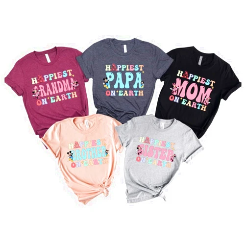 Dallas Textile Happiest Mom on Earth Shirt, Custom Nickname Matching Disneyland Trip Shirt for Family, Happiest Disneyworld Family Tee, Toddler Magical Kingdom Tshirt, Disneyland Vacation Matching Grandma Shirt