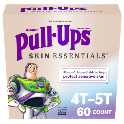 Pull-Ups Boys' Skin Essentials Potty Training Pants, Training Underwear, 4T-5T (38-50 lbs), 60 Ct