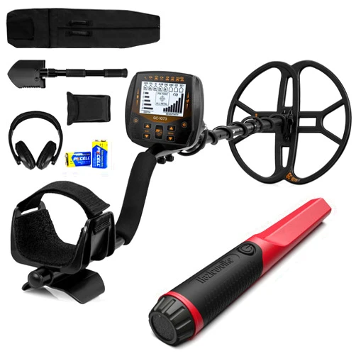 VVinRC 1073 Metal Detector with DS-1 Metal Detector Pinpointer(RED) Complete Set