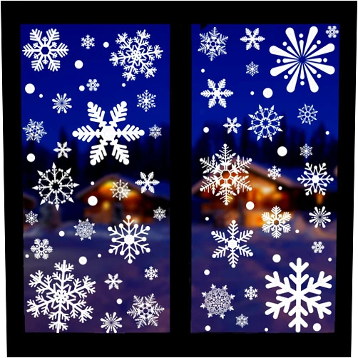 YUJUN 9 Sheets Winter Snowflakes Window Clings,Christmas Snowflakes Window Decals Stickers for Christmas Glass Home Decor and Xmas Winter Window Decoration