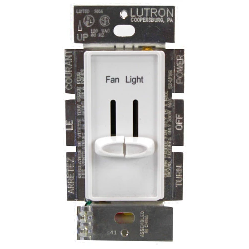 Lutron S2-Lfsq-Wh Skylark Dimmer & Fan Control, White