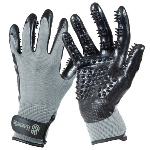 H HANDSON Pet Grooming Gloves - Patented #1 Ranked, Award Winning Shedding, Bathing, & Hair Remover Gloves - Gentle Brush for Cats, Dogs, and Horses (Grey, Small)
