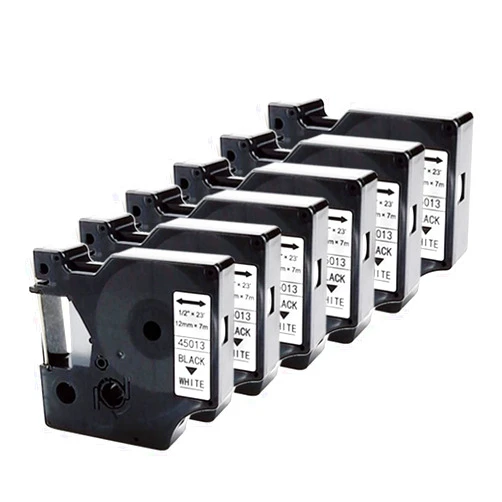 BOYEEZON 6-Pack Compatible for Dymo D1 Label Tape 45013 Replacement with DYMO Label Maker Refills D1 A45013 S0720530, Black on White, 1/2 Inch x 23 Ft, for Dymo LabelManager 160 280 210D 420P