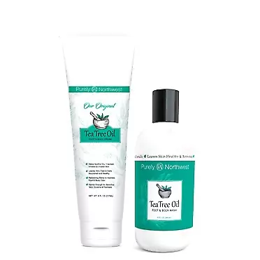 Purely Northwest Tea Tree Oil Anti-fungal Body wash PLUS our Tea Tree Oil Foot & Hand Cream. Soothes Itchy, Dry, Cracked feet
